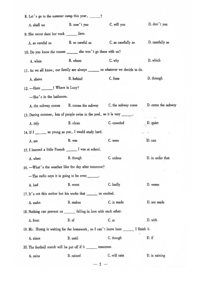 2024全国体育单招标准模拟英语训练卷（4套）_006体育资料_英语2011-2025年真题+59套模拟卷_2024（新考纲）全国体育单招全真模拟卷（英语）（47套）