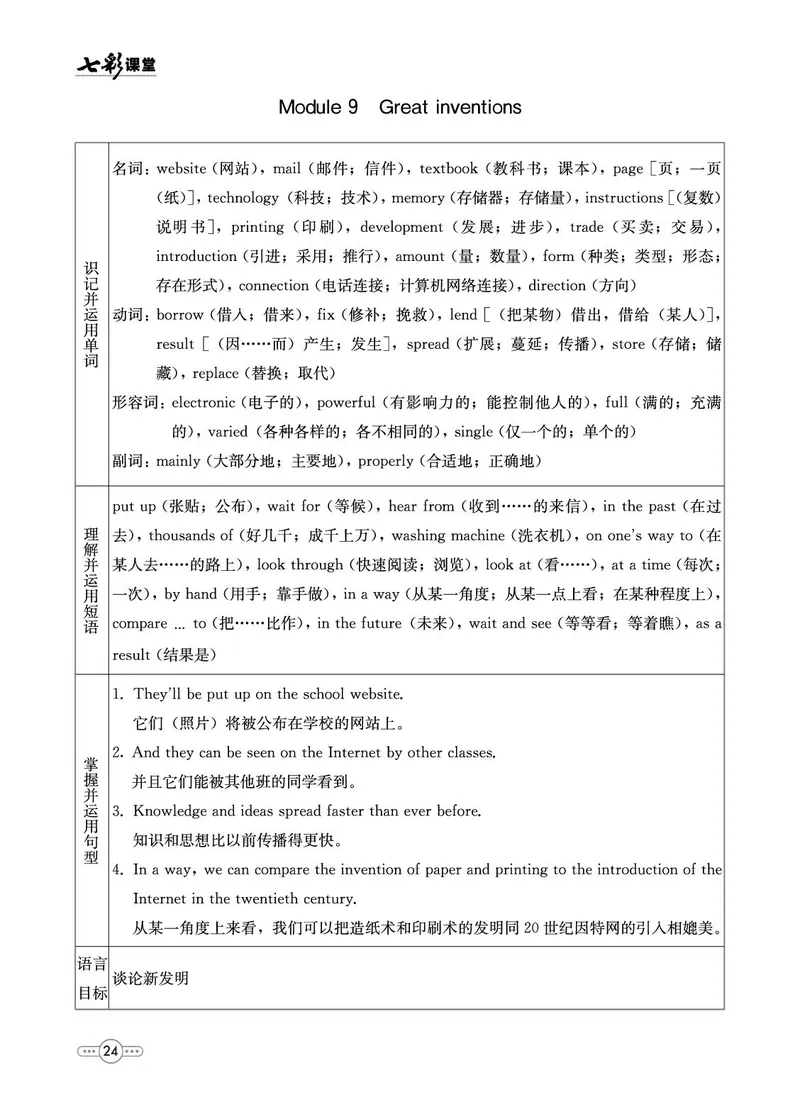 外研版英语九年级上册预习卡_25秋初中「外研版英语7-9年级上册教材全解