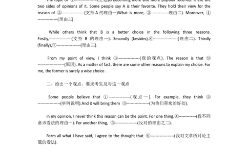 9、对比观点题型_大学英语四级+六级_四六级作文模板+单词_四级作文模板