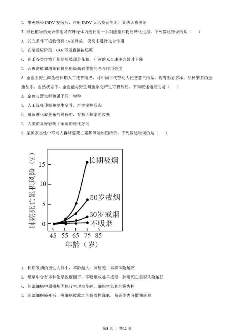2021年高考生物试卷（湖南）（空白卷）_生物历年高考真题_新&middot;PDF版2008-2025&middot;高考生物真题_生物（按省份分类）2008-2025_2008-2025&middot;（湖南）生物高考真题