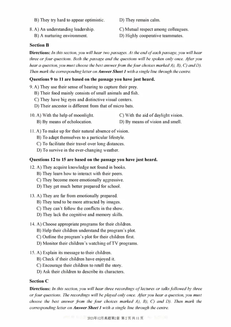 2021.12六级真题第2套_大学英语四级+六级_六级真题_六级真题_2021年12月CET6题+解+音频_01、真题PDF版（推荐打印）❤