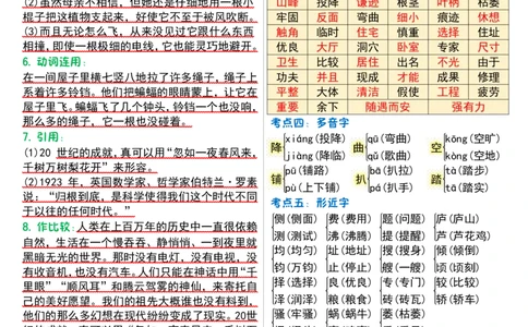 四上语文1-8单元考点晨读（9页）_小学全网线上同款资料_11号
