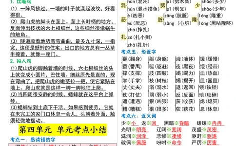 四上语文1-8单元考点晨读（9页）_小学全网线上同款资料_11号