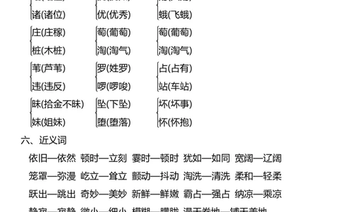 四（上）语文：1-8单元知识点汇总_上册_四（上）语文期末重点归类文件