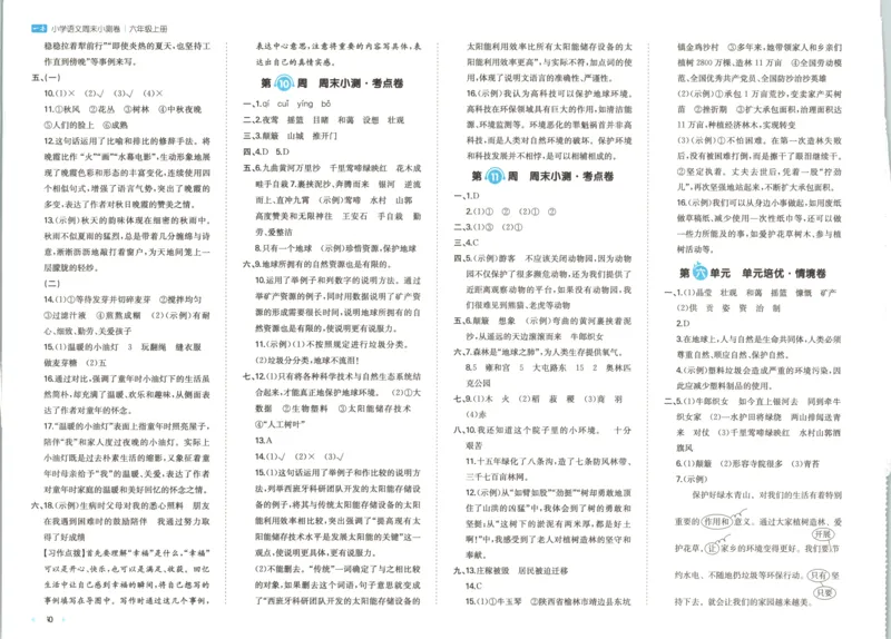 2025秋一本周末小测卷语文6上RJ_2025秋《一本周末测试小卷》语文1-6