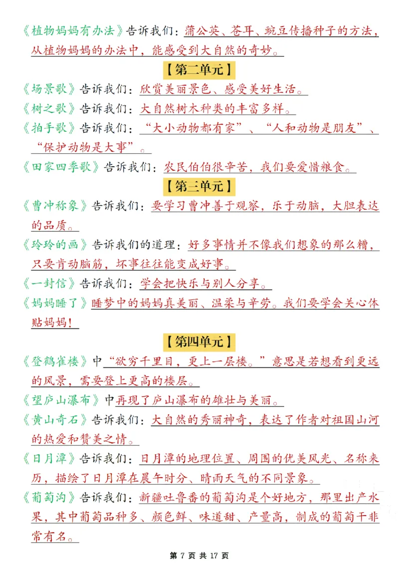 期末复习必考知识点汇总17页二上语文_2年级小红书最新热门资料
