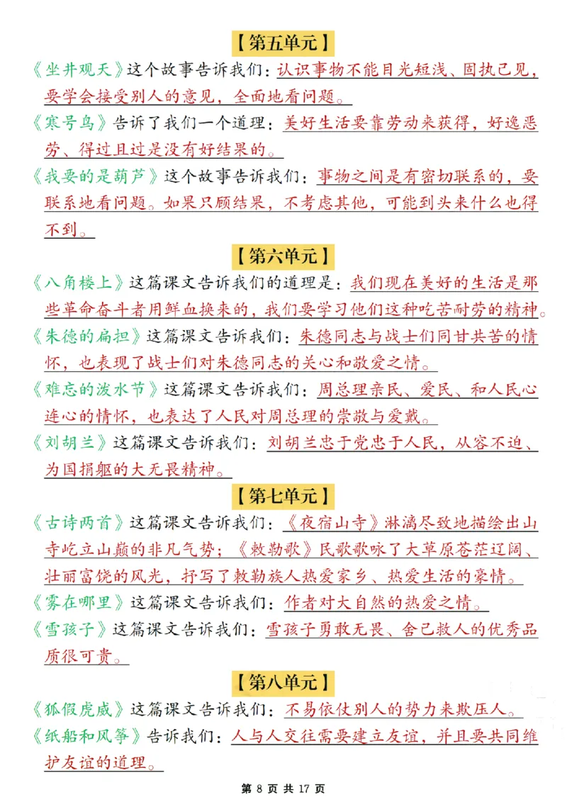 期末复习必考知识点汇总17页二上语文_2年级小红书最新热门资料