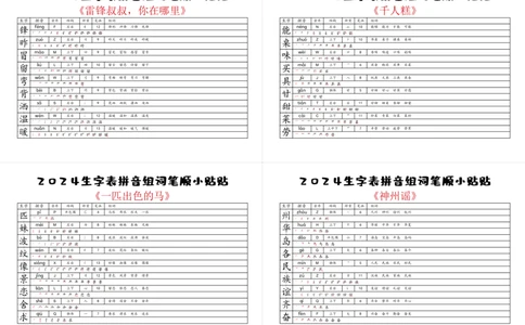 2024新版二年级下册生字表小贴贴_二年级上下册资料_小学二年级学习资料-25年更新版_2-02、小学二年级语文下册_2-2-2、练习题、作业、试题、试卷_专项练习
