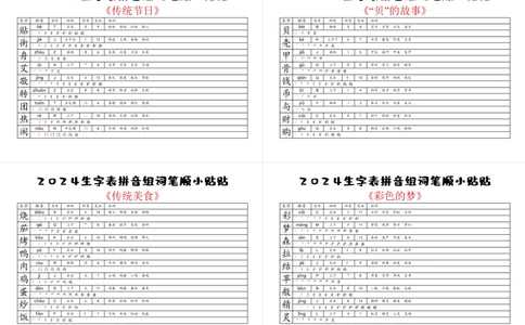 2024新版二年级下册生字表小贴贴_二年级上下册资料_小学二年级学习资料-25年更新版_2-02、小学二年级语文下册_2-2-2、练习题、作业、试题、试卷_专项练习