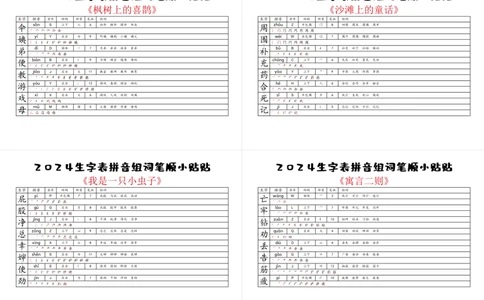 2024新版二年级下册生字表小贴贴_二年级上下册资料_小学二年级学习资料-25年更新版_2-02、小学二年级语文下册_2-2-2、练习题、作业、试题、试卷_专项练习