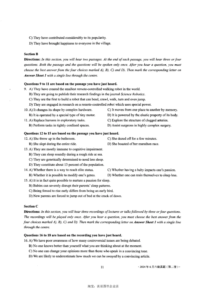 2024年6月六级第二套原题_大学英语四级+六级_六级真题_六级真题_2024年06月CET6题+解+音频_2024年6月六级真题-原题_扫描版（打印推荐）