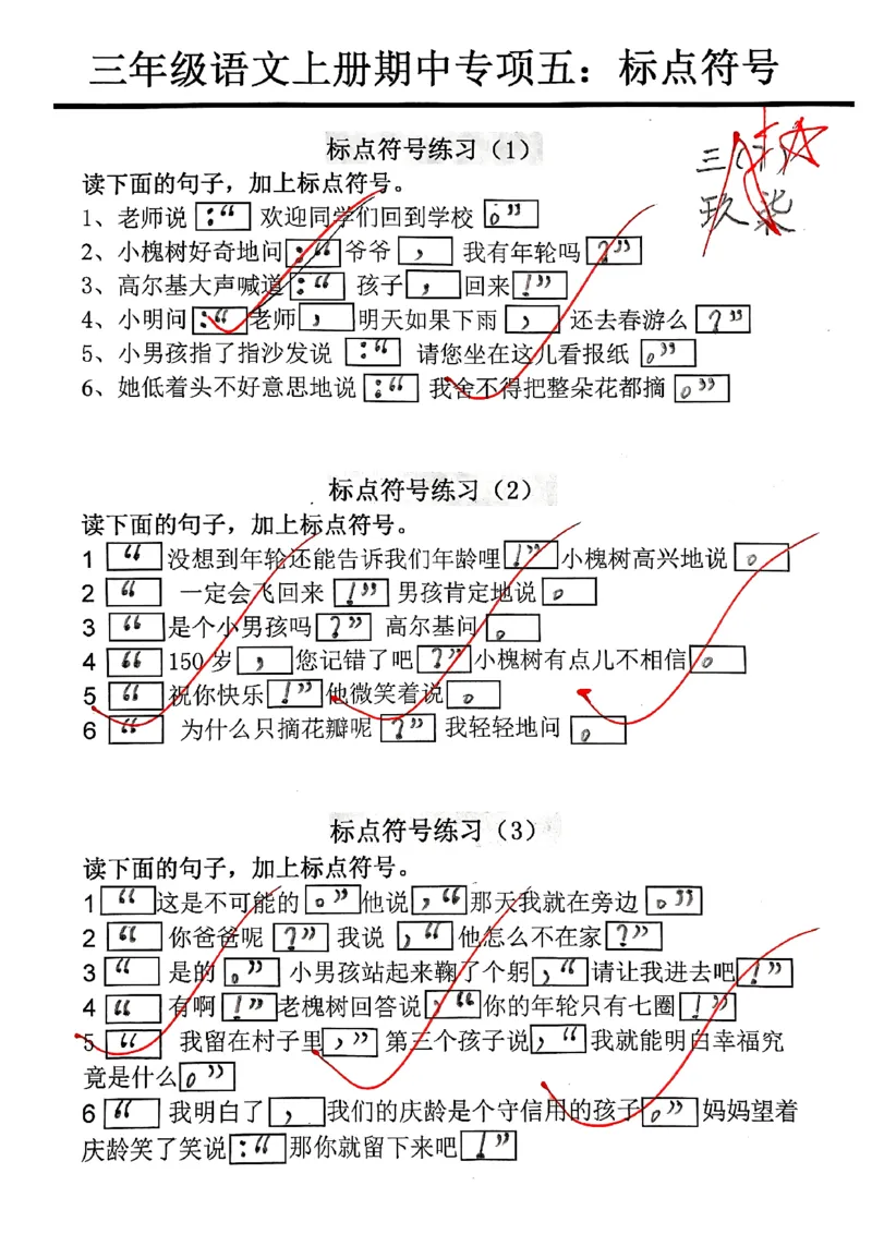 三上语文期中复习五大考点专项训练_三上数学25秋