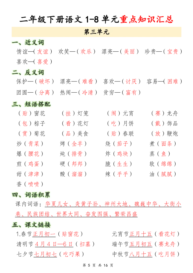 3.17二年级下册语文1-8单元重点知识汇总_二年级上下册资料_小学二年级学习资料-25年更新版_2-02、小学二年级语文下册_2-2-1、复习、知识点、归纳汇总_语文知识点总结（按单元）
