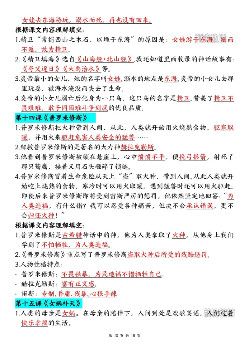四上语文必考重点汇总_小学全网线上同款资料_11号
