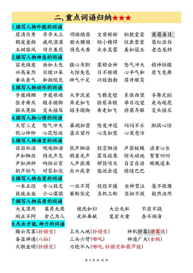 四上语文必考重点汇总_小学全网线上同款资料_11号