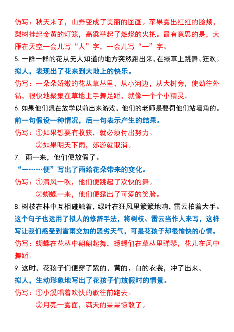 三年级上册语文重点句子仿写(1)_三年级上册语文仿写句子+句子专项