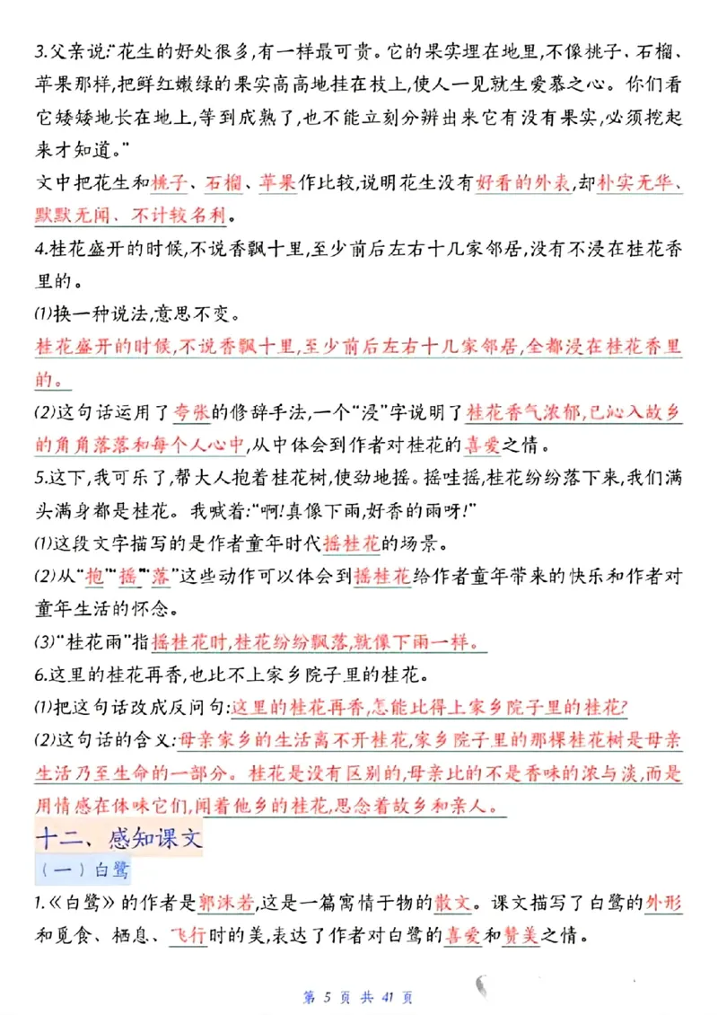 五上期中高频考点_🍎⭐️期中知识汇总语文25年上册_五上