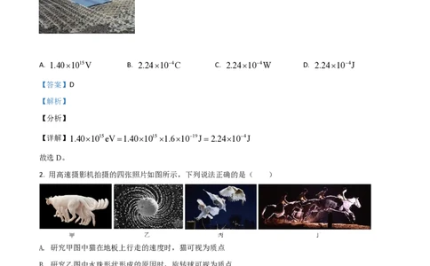 2021年高考物理试卷（浙江）（6月）（解析卷）_物理历年高考真题_新&middot;PDF版2008-2025&middot;高考物理真题_物理（按试卷类型分类）2008-2025_自主命题卷&middot;物理（2008-2025）