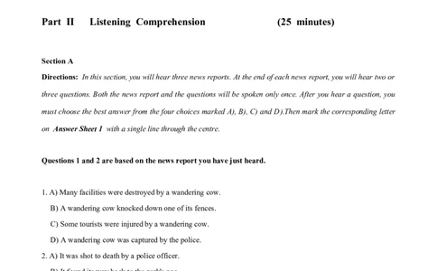 2019年12月四级真题第1套_大学英语四级+六级_四级真题_四级真题_2019年12月CET4题+解+音频_02、真题Word版