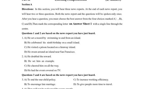 2019年06月四级真题第1套_大学英语四级+六级_四级真题_四级真题_2019年06月CET4题+解+音频_02、真题word版