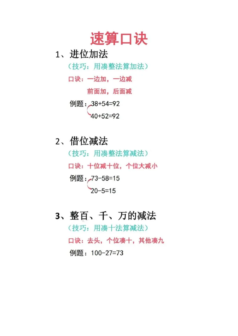加减乘除速算口诀（新）_小学全网线上同款资料_36号文件速算_速算