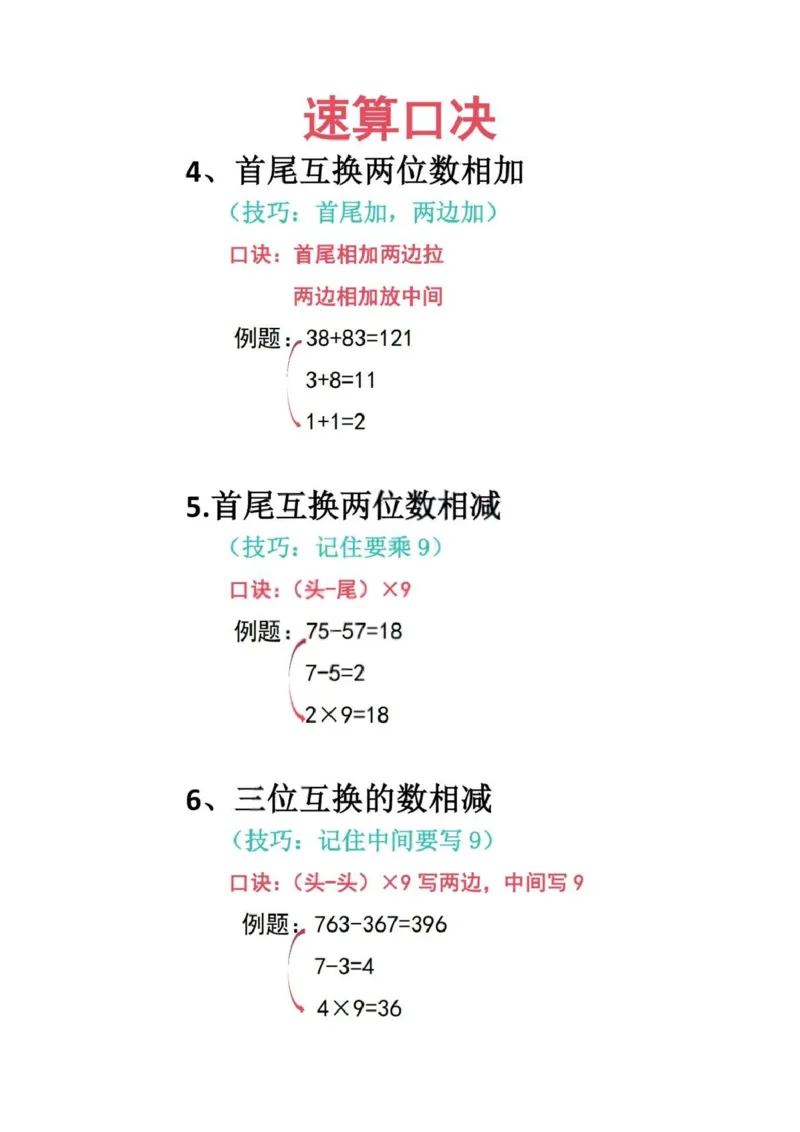 加减乘除速算口诀（新）_小学全网线上同款资料_36号文件速算_速算