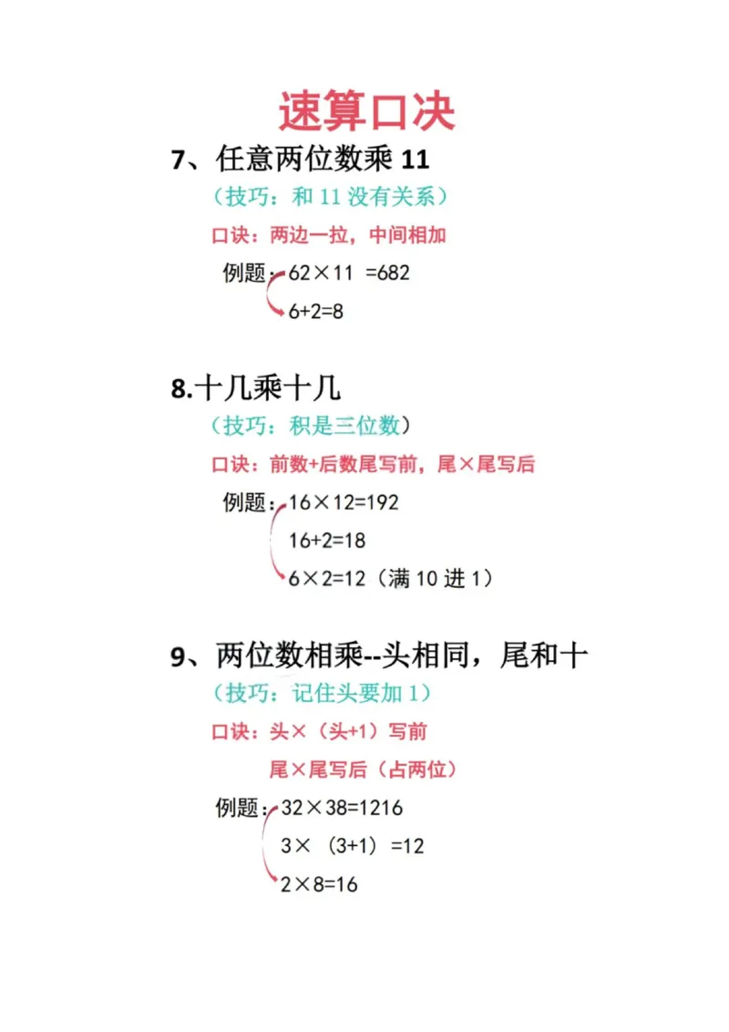 加减乘除速算口诀（新）_小学全网线上同款资料_36号文件速算_速算