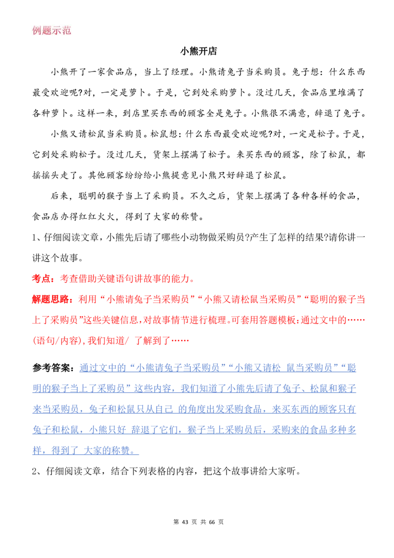 2124二下语文阅读理解与答题模板(1)_二年级上下册资料_二年级下册小红书同款资料_二下语文_二下语文