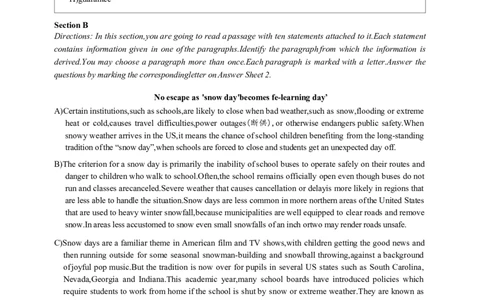 2024年6月第3套英语四级真题可复制可搜索，打印首选_大学英语四级+六级_四级真题_专项_四级仔细阅读_2024年06月CET4_202406四级第三套