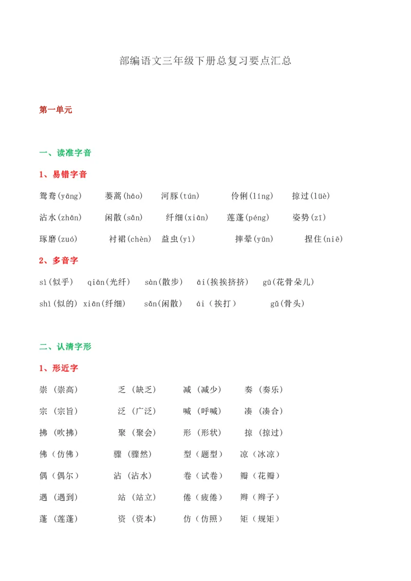 3年级下册总复习要点汇总_三年级上下册资料_小学三年级学习资料-25年更新版_3-02、小学三年级语文下册_3-2-1、学习资料、复习、知识点、归纳汇总_语文-知识汇总