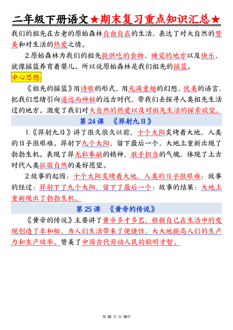 2141二下丨语文期末重点知识汇总01_二年级上下册资料_二年级下册小红书同款资料_二下语文_二下语文