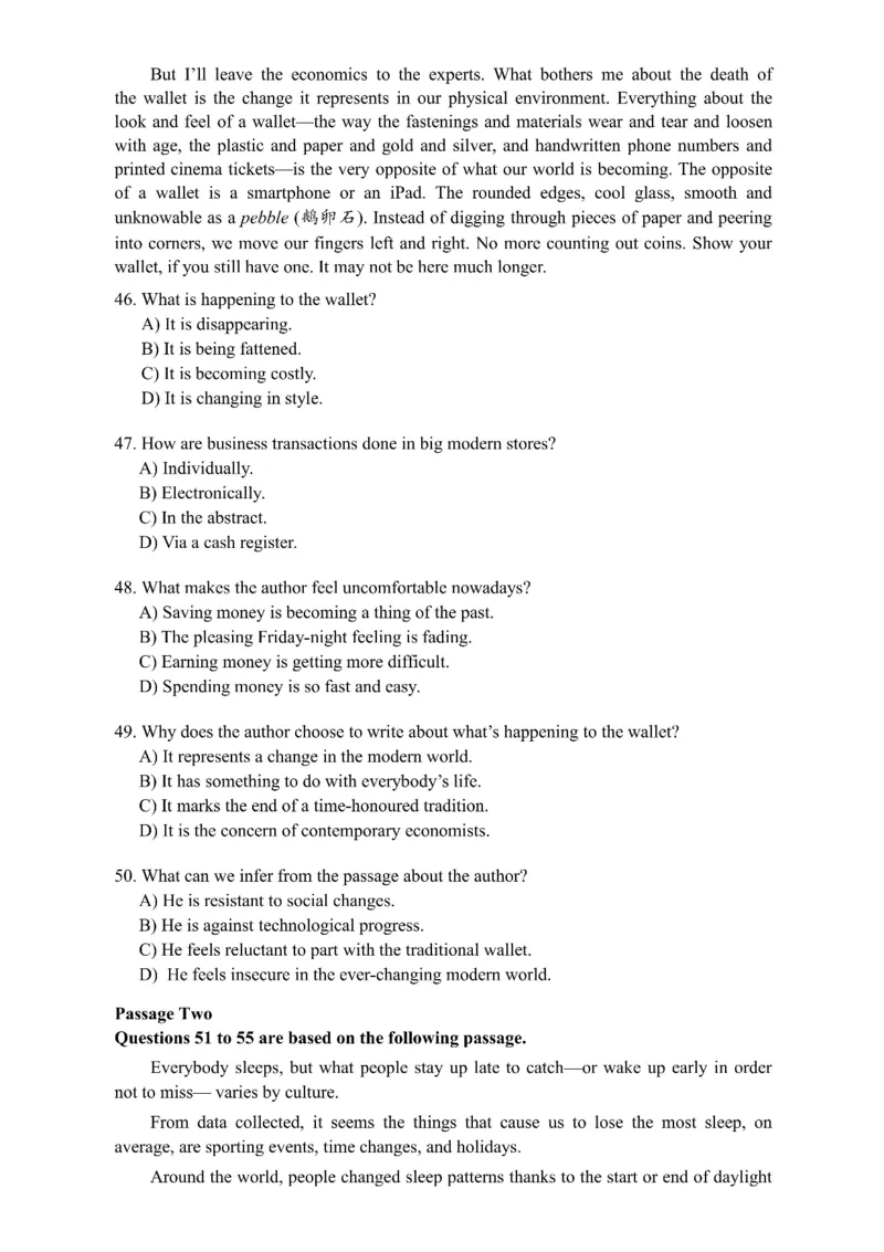 2015年12月四级真题第3套可复制可搜索_大学英语四级+六级_四级真题_四级真题_1990年-2018年真题资料合集_2015年12月CET4题+解+音频_01、真题PDF版（推荐使用）❤