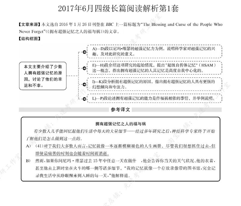 2017年06月四级长篇阅读解析全3套_大学英语四级+六级_四级真题_专项_四级长篇阅读_四级长篇阅读解析
