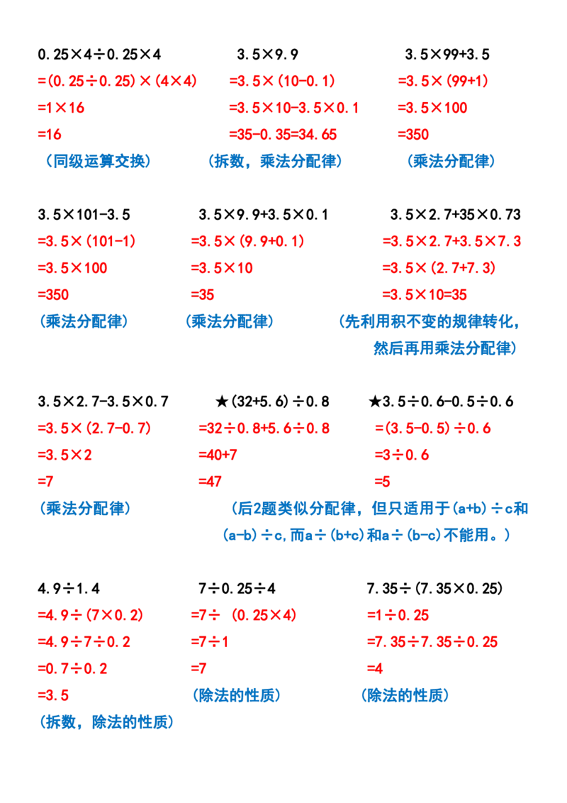 五上数学简便计算专项练习5_小学全网线上同款资料_11号