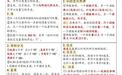 四年级（上）数学必备知识课课贴《人教版》_🍎⭐️期中知识汇总人教25年上册