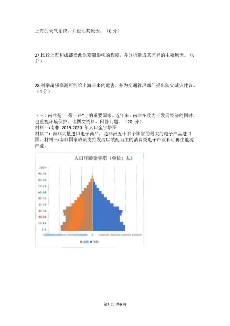 2021年高考地理试题（上海）（空白卷）_地理历年高考真题_新&middot;PDF版2008-2025&middot;高考地理真题_地理（按年份分类）2008-2025_2021&middot;地理高考真题