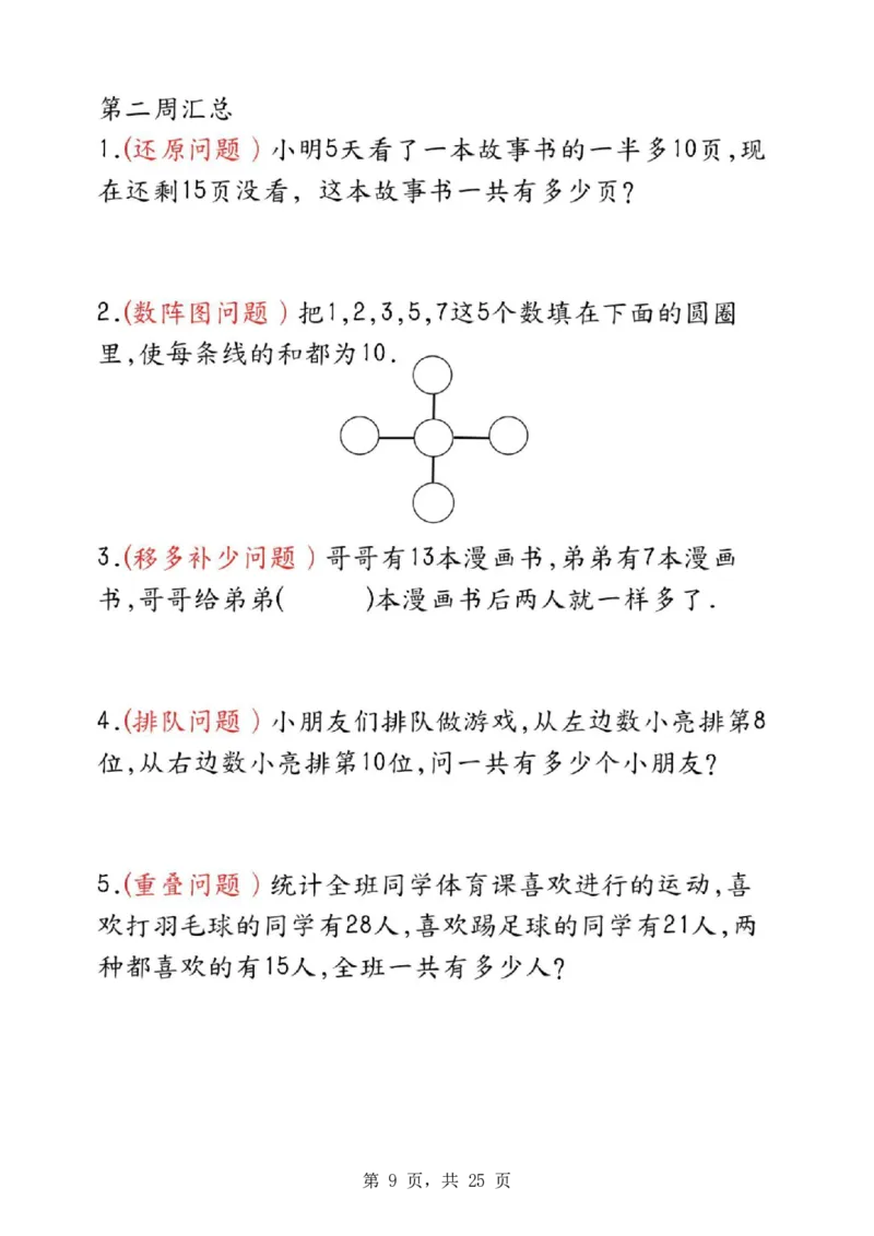 二年级数学母题大全+必做奥数思维题9套（含答案25页）_二上数学25秋
