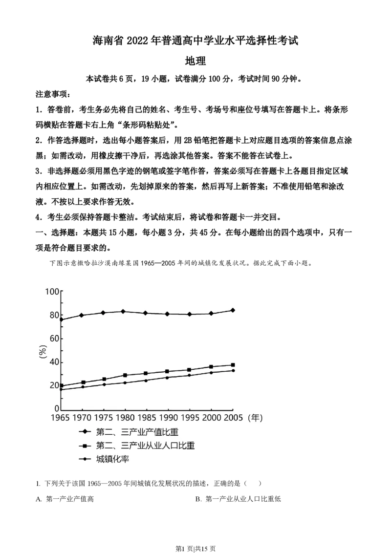 2022年高考地理真题（海南）（解析卷）_地理历年高考真题_新&middot;PDF版2008-2025&middot;高考地理真题_地理（按年份分类）2008-2025_2022&middot;地理高考真题