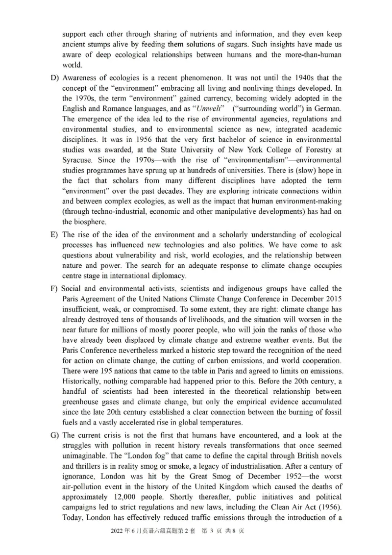 2022.06六级真题第2套可复制可搜索，打印首选_大学英语四级+六级_六级真题_六级真题_2022年06月CET6题+解+音频_01、真题PDF版（推荐打印）❤
