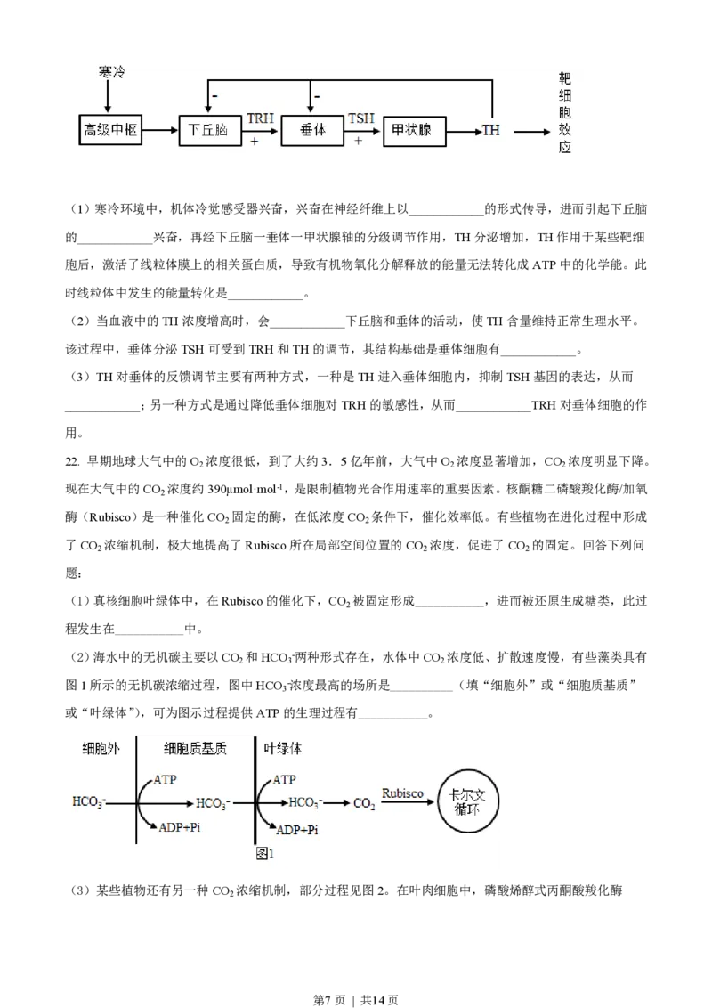2021年高考生物试卷（辽宁）（空白卷）_生物历年高考真题_新&middot;PDF版2008-2025&middot;高考生物真题_生物（按年份分类）2008-2025_2021&middot;高考生物真题