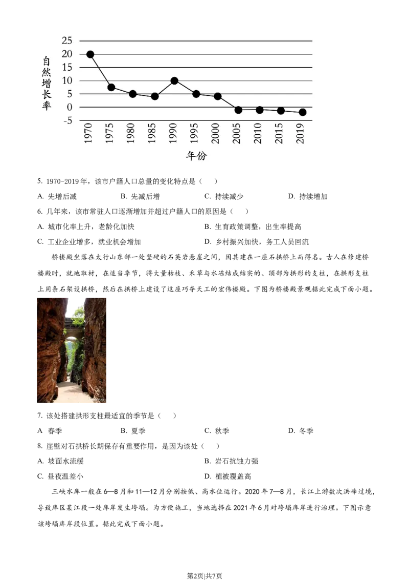 2022年高考地理试卷（重庆）（空白卷）_地理历年高考真题_新&middot;Word版2008-2025&middot;高考地理真题_地理（按试卷类型分类）2008-2025_自主命题卷&middot;地理（2008-2025）