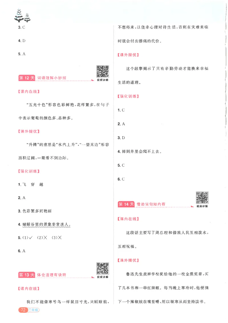 25版《阳光同学寒假衔接》语文2年级_二年级上下册资料_53黄冈多个品牌系列资料_语文