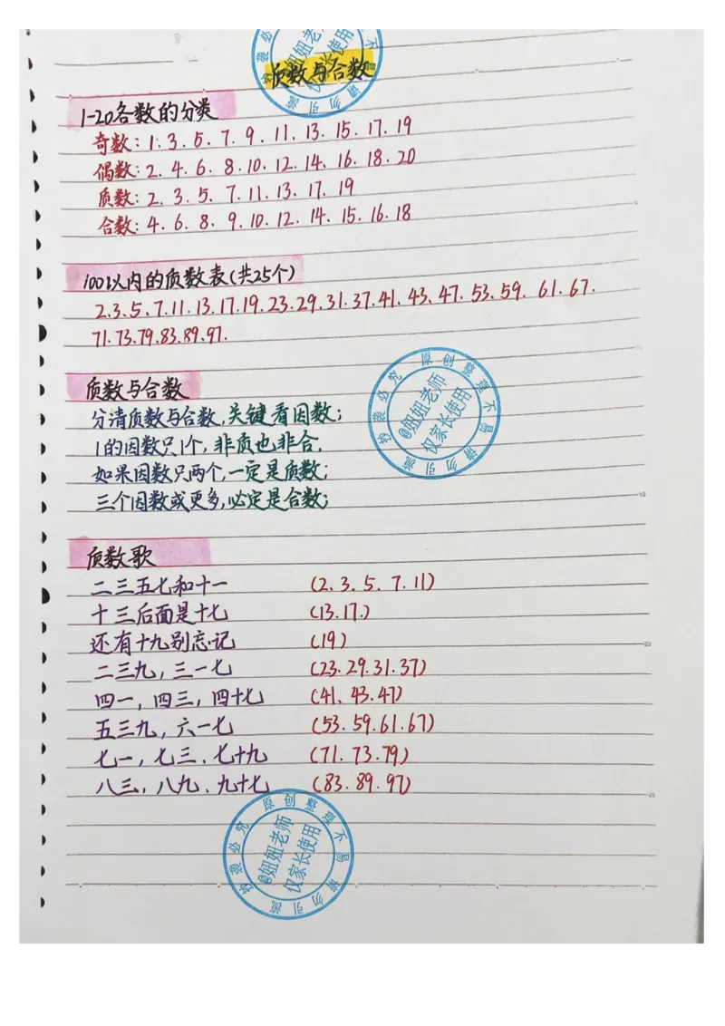 五年级上册数学手写笔记_小学全网线上同款资料_11号_五年级手写笔记&darr;