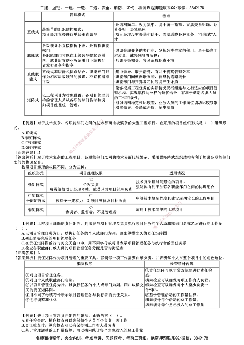 第02讲　建设工程项目组织、规划与控制（二）_2026年一级建造师_2026年一建管理_2025年一建管理SVIP_03-习题精析✿实战特训✿模考通关_17-管理《习题解析班》李娜JG