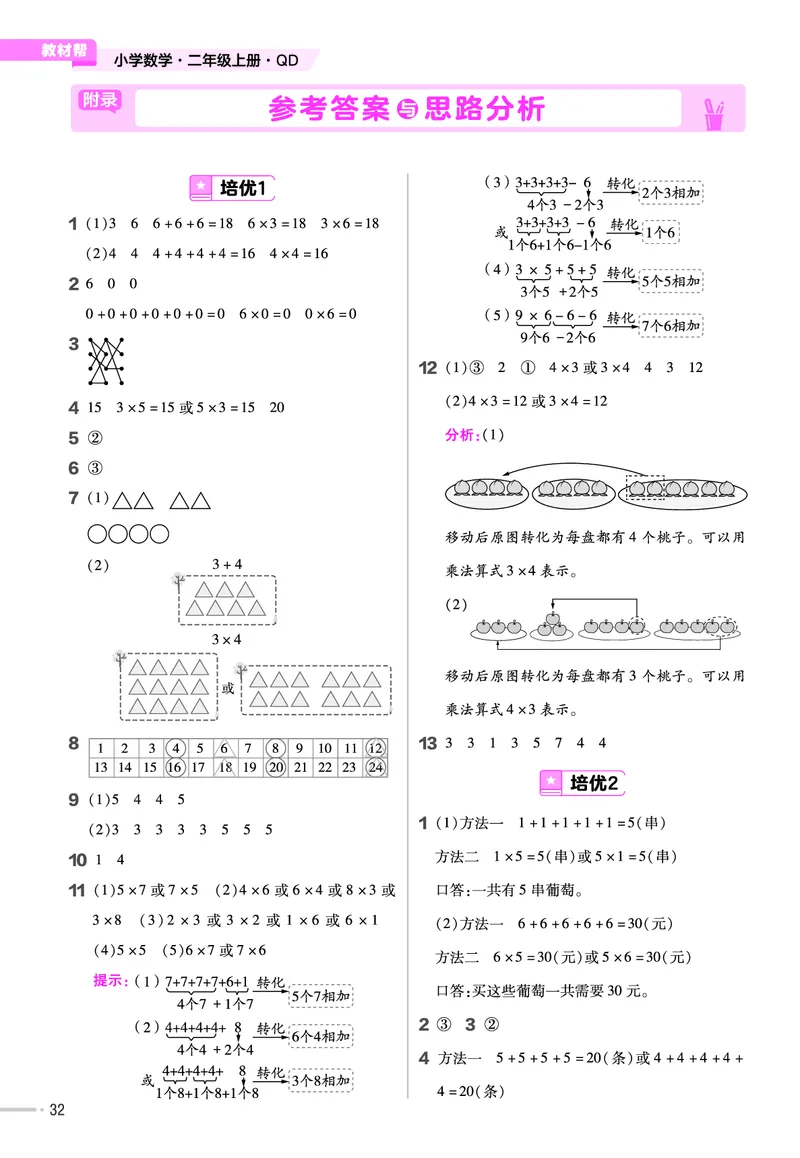 《作业帮》单元培优-23版数学2年级上册（63QD）_二年级上下册资料_小学二年级学习资料-25年更新版_2-03、小学二年级数学上册_2-3-2、练习题、作业、试题、试卷_青岛63版_电子册类
