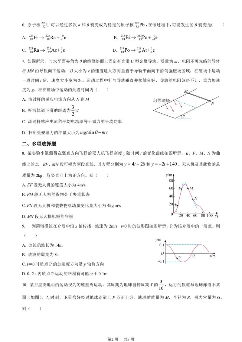 2023年高考物理试卷（重庆）（空白卷）_物理历年高考真题_新&middot;PDF版2008-2025&middot;高考物理真题_物理（按省份分类）2008-2025_2012-2025&middot;（重庆）物理高考真题