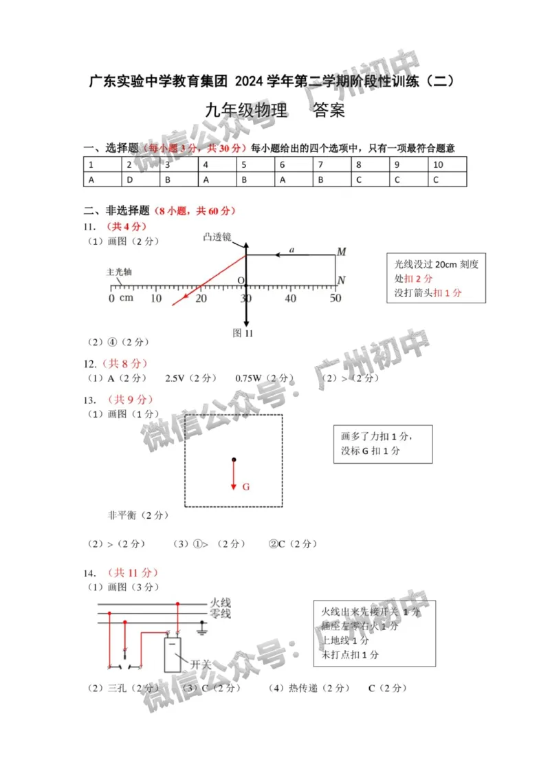 2025广东实验中学中考二模物理试题（参考答案）_广州九上月考+期中+期末+一模二模+中考真题_2025中考二模