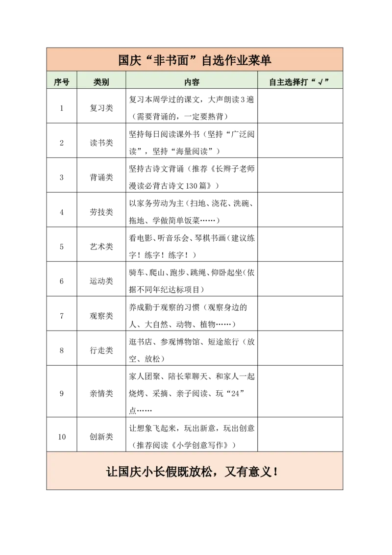 （总表）国庆10项&ldquo;非书面&rdquo;自选作业菜单（郭学萍）_2025国庆节特色创意作业_2024国庆节特色创意语文作业设计_三上国庆节&ldquo;作业菜单&rdquo;（郭学萍）