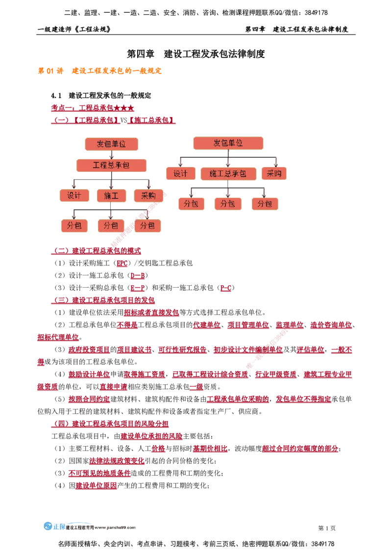 第四章　建设工程发承包法律制度_2026年一建法规_2025年一建法规SVIP_02-基础精讲✿高端面授✿深度强化_05-法规《基础精讲班》张小强JG_讲义