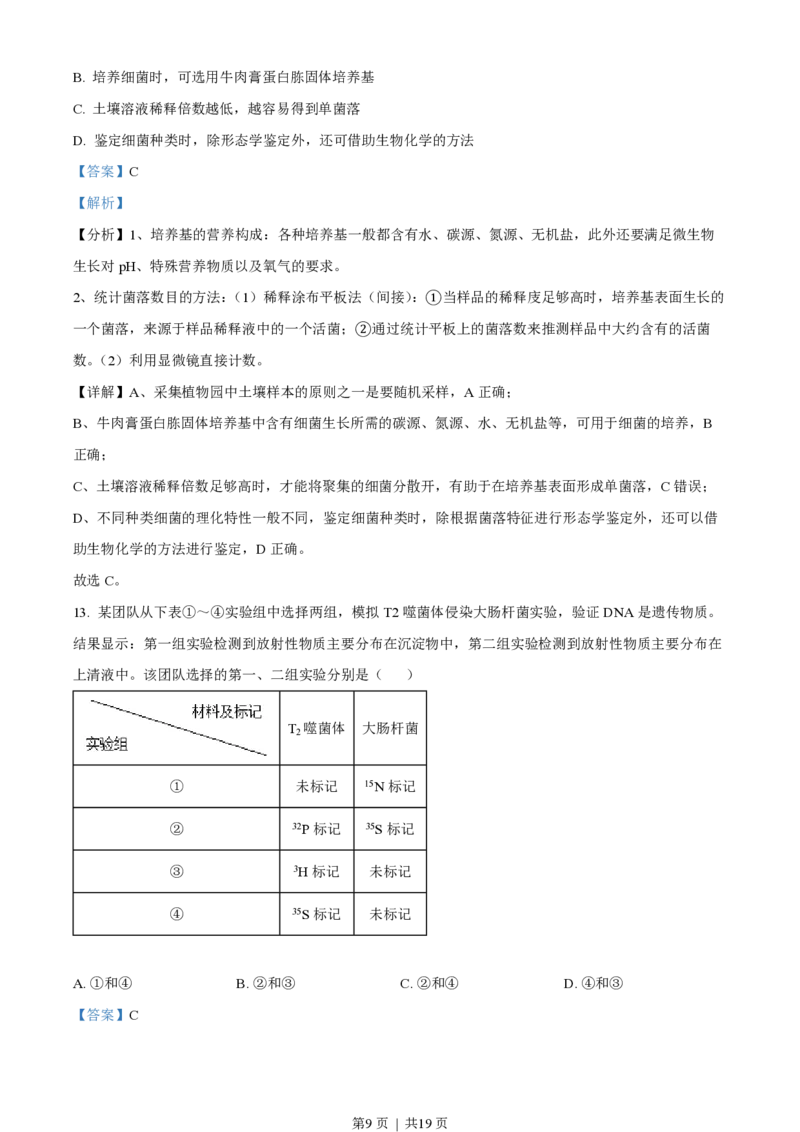 2022年高考生物真题（海南）（解析卷）_生物历年高考真题_新&middot;PDF版2008-2025&middot;高考生物真题_生物（按年份分类）2008-2025_2022&middot;高考生物真题